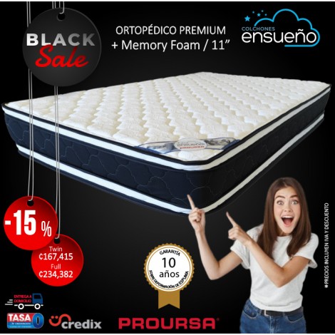 Colchón 11" Ortopédico PREMIUM con MEMORY FOAM 