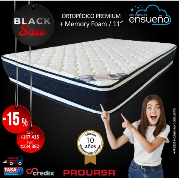 Colchón 11" Ortopédico PREMIUM con MEMORY FOAM  